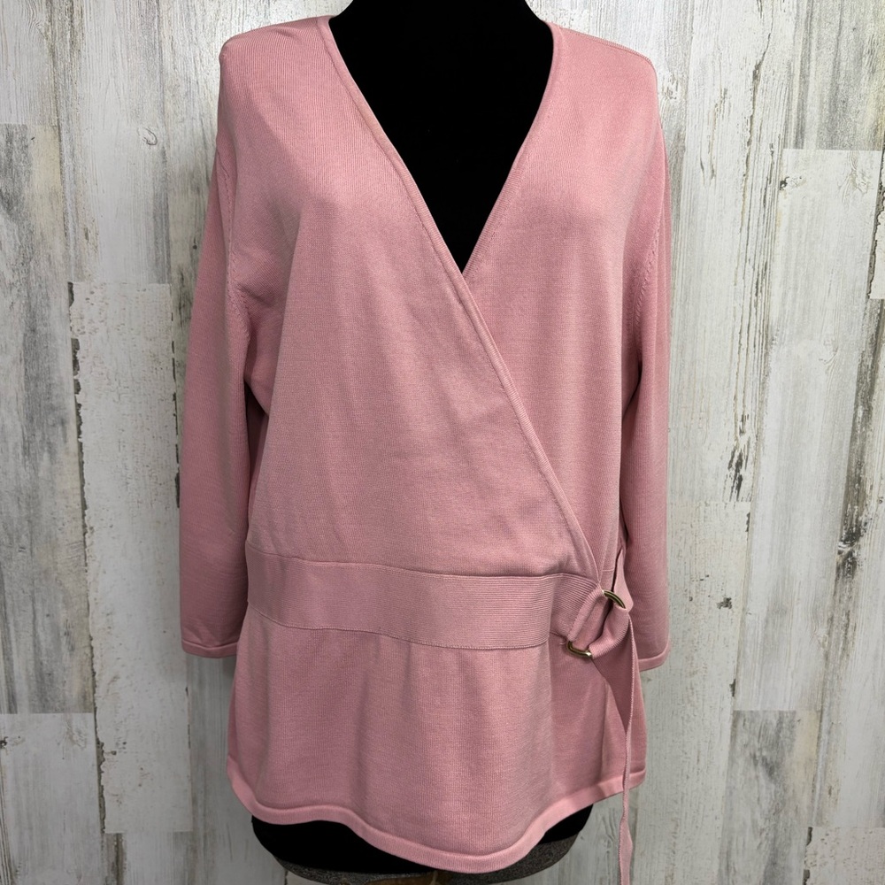 New York & Company 7th Avenue Design Studio Pink Mock Wrap Sweater‎
